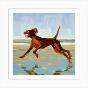 Dog On The Beach 6 Art Print