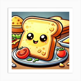 Cartoon Toast 3 Art Print