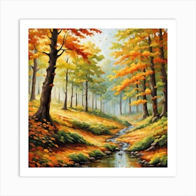 Forest In Autumn In Minimalist Style Square Composition 246 Art Print