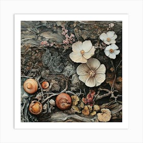 Acorns And Flowers Art Print