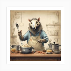 Raccoon In The Kitchen 1 Art Print