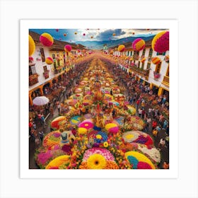 Flower Parade In Colombia Art Print