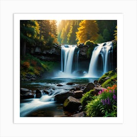 Waterfall In The Forest 5 Art Print