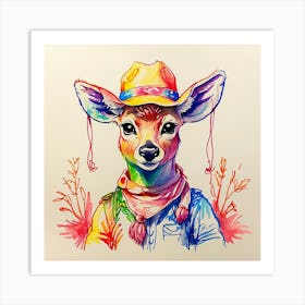 Deer In A Hat 6 Art Print