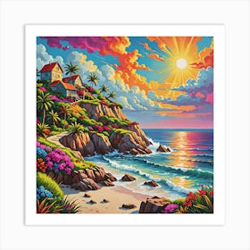 Sunset At The Beach Art Print