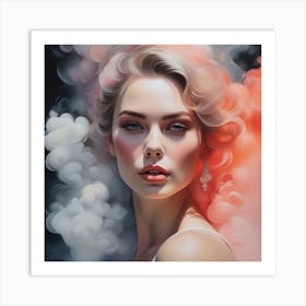 Woman Covered In Coral Clouds Art Print