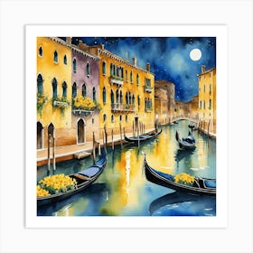 Venetian enchantment at night Art Print