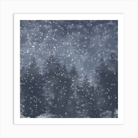 Snow Falling In The Forest 1 Art Print