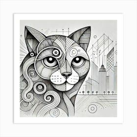 Iron Stripe City Cat Art Print