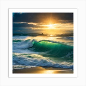 Sunset Over The Ocean 1 Art Print