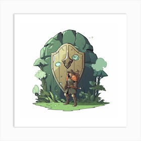 Warrior And A Shield Art Print