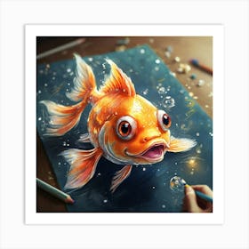 Goldfish Drawing 4 Art Print