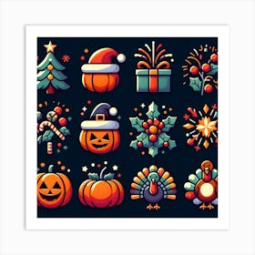 Halloween Icon Set 2 Art Print