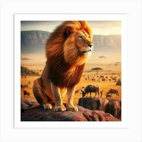 Lion In The Savannah 40 Art Print