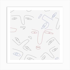 Line drawing abstract face seamless Art Print