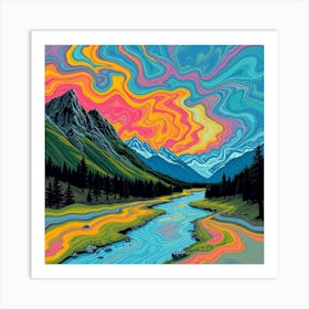 Psychedelic River Art Print