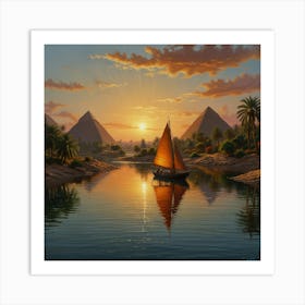 Sailboat At Sunset Art Print