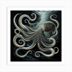 Mystic Depths Octopus In Black & Gold (4) Art Print