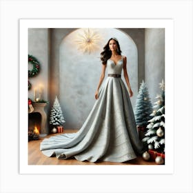 Christmas Wedding Dress Art Print