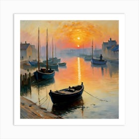 Sunset At The Harbor 1 Art Print