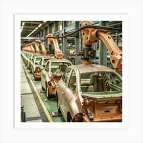 Assembly Line Of Cars In A Factory Art Print