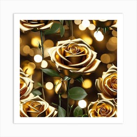 Gold Roses Background Art Print