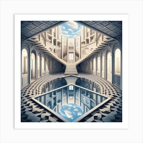 Illusionist Inspired by: M.C. Escher's Architectural Illusions and Impossible Spaces Art Print