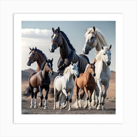 Horses In The Desert 1 Art Print