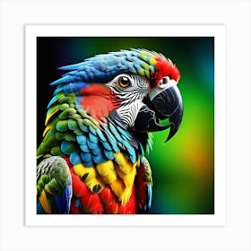 Parrot Head In A Vibrant Color Photo Realistic Painting Art Print
