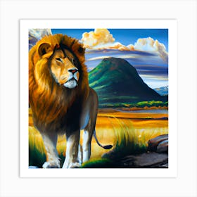 Lion Landscape Art Print