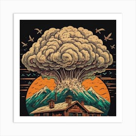 Wooden hut left behind by an atomic explosion 18 Art Print