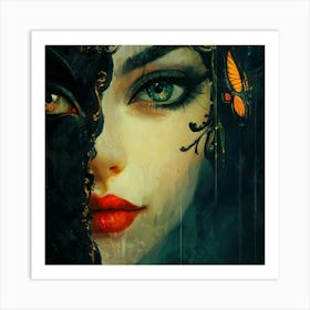 Woman With Butterfly Wings Art Print