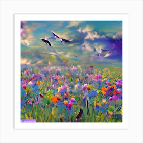 Flowers In The Sky Art Print