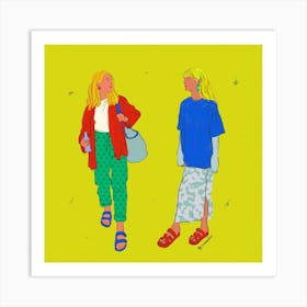 Two Women Walking Art Print