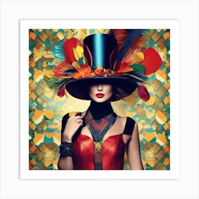 Woman In A Top Hat Art Print