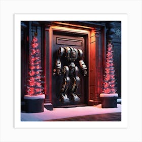 Robot Christmas Door Art Print