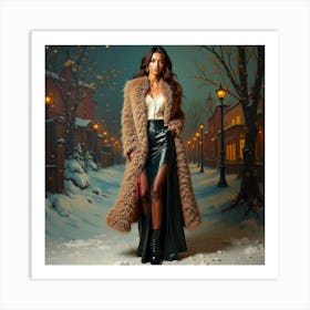 Woman In A Fur Coat 13 Art Print