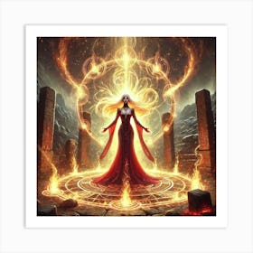 Priestess Kaida Sacred Flame Ritual Art Print