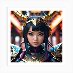 Asian Girl With Horns Art Print