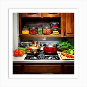 Cookware Utensils Stove Oven Microwave Blender Toaster Refrigerator Sink Pantry Cabinets (1) 1 Art Print