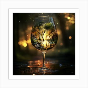 Joey 23375 A Wine Glass With An Ethereal Forest Inside Illumina 82982116 D673 46f6 Bc5b 9a9e0af71a1d Art Print