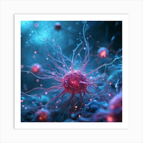 A Head Like 3d Render Nucleoli Luminescing In An Intricate Network Of Neural Connections Depicts A (3) Art Print