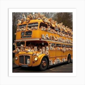 Cats On A Bus Art Print