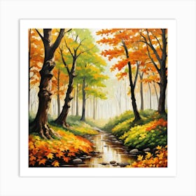 Forest In Autumn In Minimalist Style Square Composition 228 Art Print