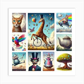 Giraffe, Cat, Giraffe Art Print