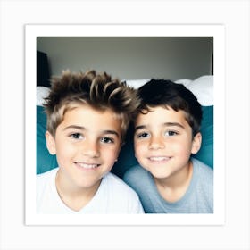 Two Boys Posing For A Picture Art Print