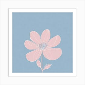 A White And Pink Flower In Minimalist Style Square Composition 79 Art Print