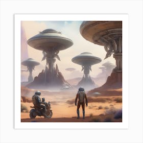 Color Harmony Peramids Aliens Watercolor 1 Art Print