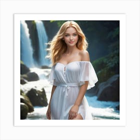 Beautiful Woman In White Dress 3 Art Print