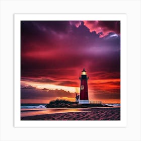 Lighthouse At Sunset 41 Art Print